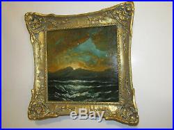 Original Oil Painting On Canvas Board Signed & Framed Storm, Wave, Ocean, Sea
