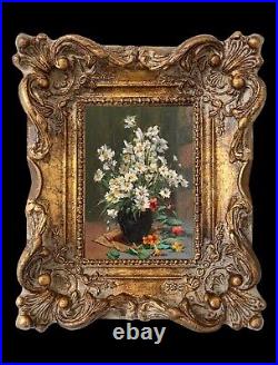 Original Oil Painting On Canvas Flowers & Wooden Frame By Kayvon Esmaeilou