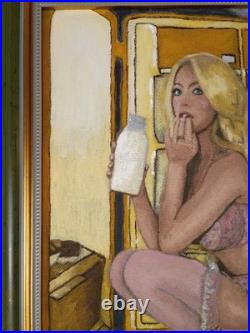 Original Oil Painting Portrait Blonde Woman Pinup Fine Art Framed 8.5x11 1 of 1
