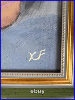 Original Oil Painting Portrait Blonde Woman Pinup Fine Art Framed 8.5x11 1 of 1