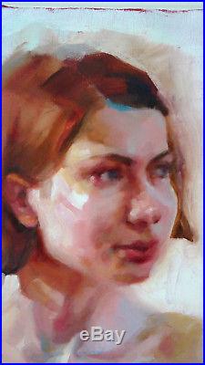Original Oil Painting Portrait of a Lady, 50x40cm on Canvas
