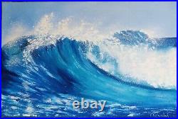 Original Oil Painting Sea Wave Seascape Art on Canvas Modern Hand Painted 23x16