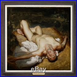 Original Oil Painting art young gay male nude on canvas 30X30