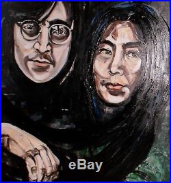 Original Oil Painting of John Lennon and Yoko Ono Portrait on canvas