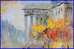 Original Oil Painting on Canvas, Framed, Signed French Paris City Sunset View
