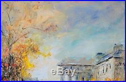 Original Oil Painting on Canvas, Framed, Signed French Paris City Sunset View
