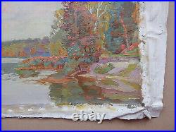 Original Oil Painting on canvas Landscape Lake Diamond Ukrainian Artist Signed