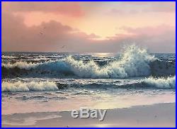 Original Oil on Canvas Art Painting Breaking Waves Ocean Seascape Larry Prellop