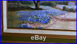 Original Oil on Canvas Bluebonnet Painting Texas Hill Country Sam West