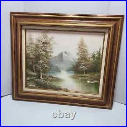 Original Oil on Canvas Painting Mountain River Winding through Woodland
