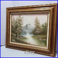 Original Oil on Canvas Painting Mountain River Winding through Woodland