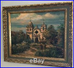 Original Oil on Canvas Painting Wm E Daniels Monastery Ornate Gold Frame