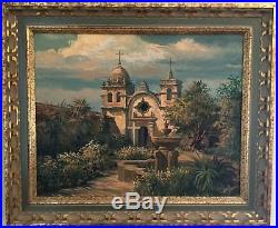 Original Oil on Canvas Painting Wm E Daniels Monastery Ornate Gold Frame