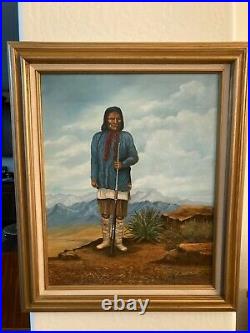 Original Oil on Canvas Painting of Geronimo Signed M. Narramore 1985, MB288