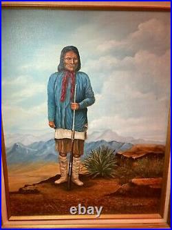 Original Oil on Canvas Painting of Geronimo Signed M. Narramore 1985, MB288