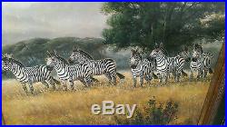 Original Oil on Canvas painting of Zebras by M. P. Elliott-framed and signed