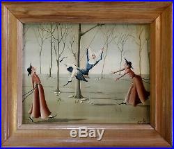 Original Oil on canvas board by listed Italian artist Anfa Noon swinging