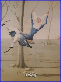 Original Oil on canvas board by listed Italian artist Anfa Noon swinging
