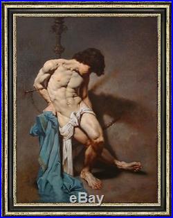 Original Oil painting art Portrait male nude on canvas 24x36