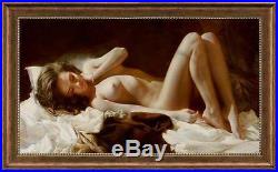 Original Oil painting female art Chinese nude girl on canvas 24x40