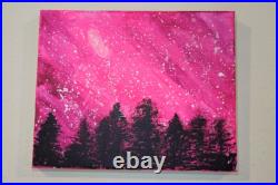 Original One Of A Kind Art On Stretched Canvas Pink Sunset Sky