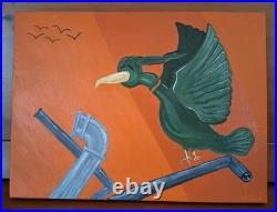Original Painting 12x16 Acrylic & Spraypaint on canvas birds, pipes