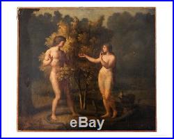 Original Painting 18th century school Adam and Eve Oil on canvas