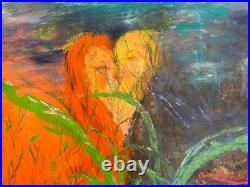 Original Painting Love Under Water 20x20 Oil on Canvas