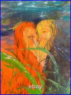 Original Painting Love Under Water 20x20 Oil on Canvas