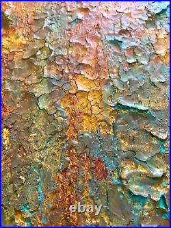 Original Painting On Canvas Abstract Acrylic Crackled Art Signed COA 20x16