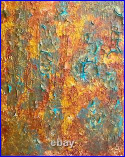 Original Painting On Canvas Abstract Acrylic Crackled Art Signed COA 20x16
