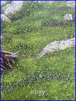 Original Painting Rocky Meadow Landscape Art on Stretched Canvas 22x28