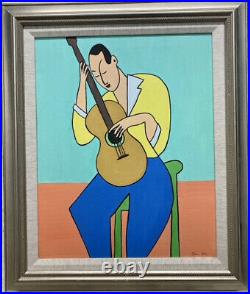 Original Painting THE GUITARIST Oil on Canvas 24 x 20 (Art/Picasso/Music)