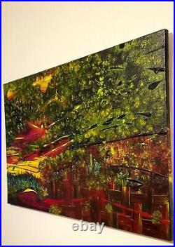 Original Painting Underwater, Abstract Acrylic on Canvas signed