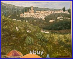 Original Painting View of Barga (Florence), Italy 20x16 Oil on Canvas