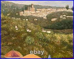 Original Painting View of Barga (Florence), Italy 20x16 Oil on Canvas