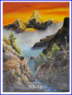 Original Painting of Mountain on canvas. Landscape, nature realistic painting