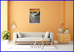 Original Painting of Mountain on canvas. Landscape, nature realistic painting