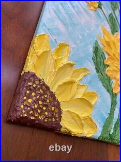 Original Painting on Canvas Abstract Art Acrylic Artist Signed COA Flower15x30