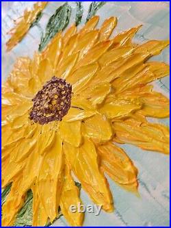 Original Painting on Canvas Abstract Art Acrylic Artist Signed COA Flower15x30
