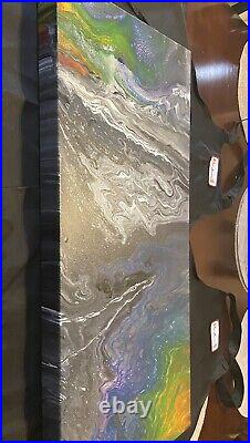 Original Painting on Canvas Abstract Art Acrylic Artist Signed COA Trees 15x30