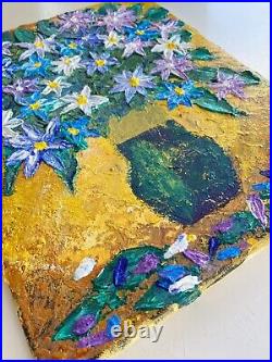 Original Painting on Canvas Abstract Art Acrylic Artist Signed Floral COA 11x14