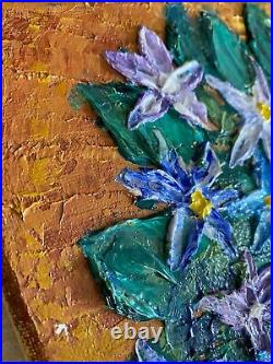 Original Painting on Canvas Abstract Art Acrylic Artist Signed Floral COA 11x14