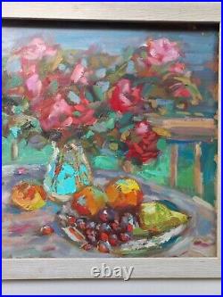 Original Painting pink peonies Art Impressionistic Oil 13,77 x 19,68 on canvas