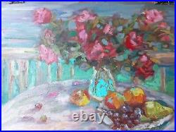 Original Painting pink peonies Art Impressionistic Oil 13,77 x 19,68 on canvas