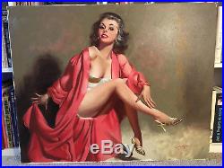 Original Pin Up Painting Donald Rusty Rust Oil on Canvas 24x30 Pinup Ruby
