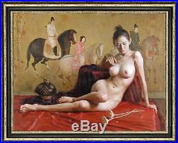 Original Portrait Oil painting Chinese art nude girl on Canvas 30x40