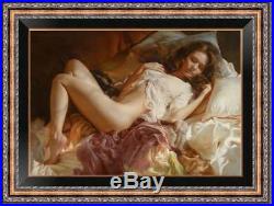 Original Portrait Oil painting female art nude girl on Canvas 24x36