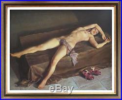 Original Portrait Oil painting female art nude girl on Canvas 30x30