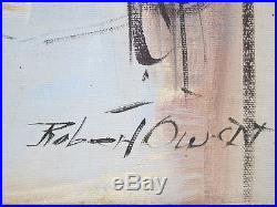 Original Robert Owen Signed Sleeping Clown on Toilet Oil on Canvas Painting yqz